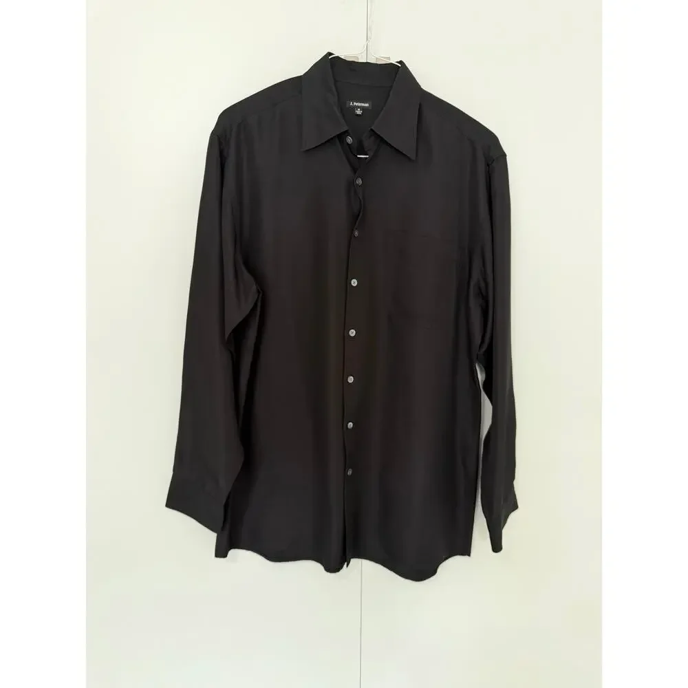 J. PETERMAN Men's JG John Garfield Silk Shirt in Black